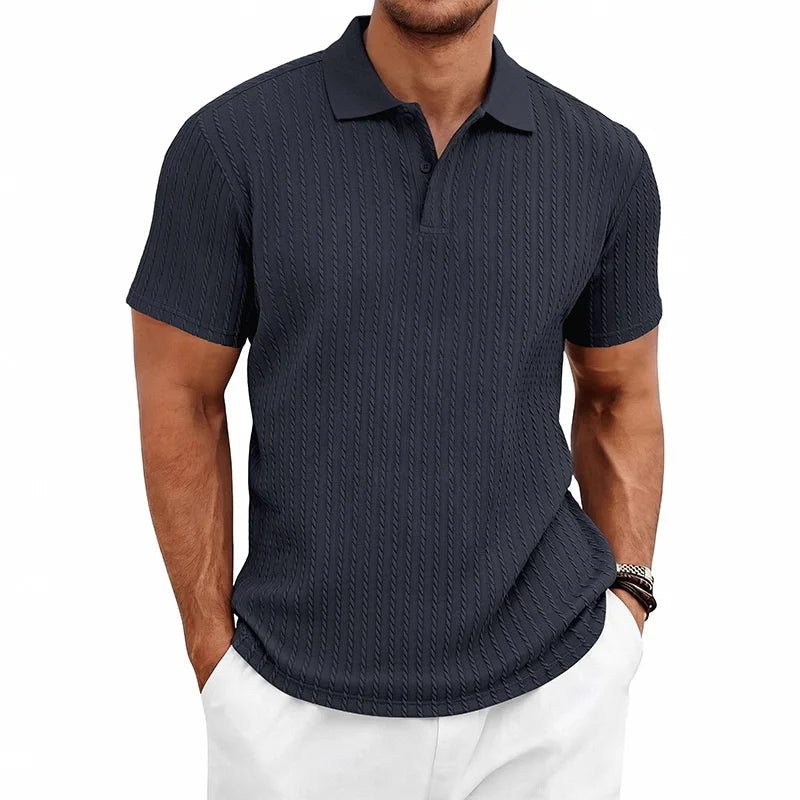 Men's Textured Polo Shirt – Breathable Knit for Summer Comfort 1