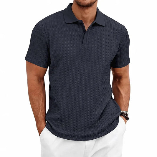 Men's Textured Polo Shirt – Breathable Knit for Summer Comfort 1