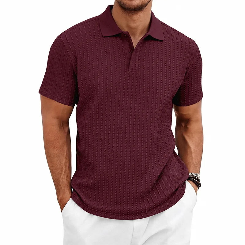 Men's Textured Polo Shirt – Breathable Knit for Summer Comfort 4