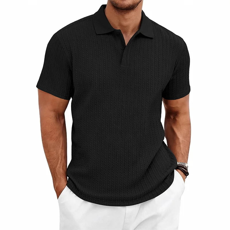 Men's Textured Polo Shirt – Breathable Knit for Summer Comfort 5