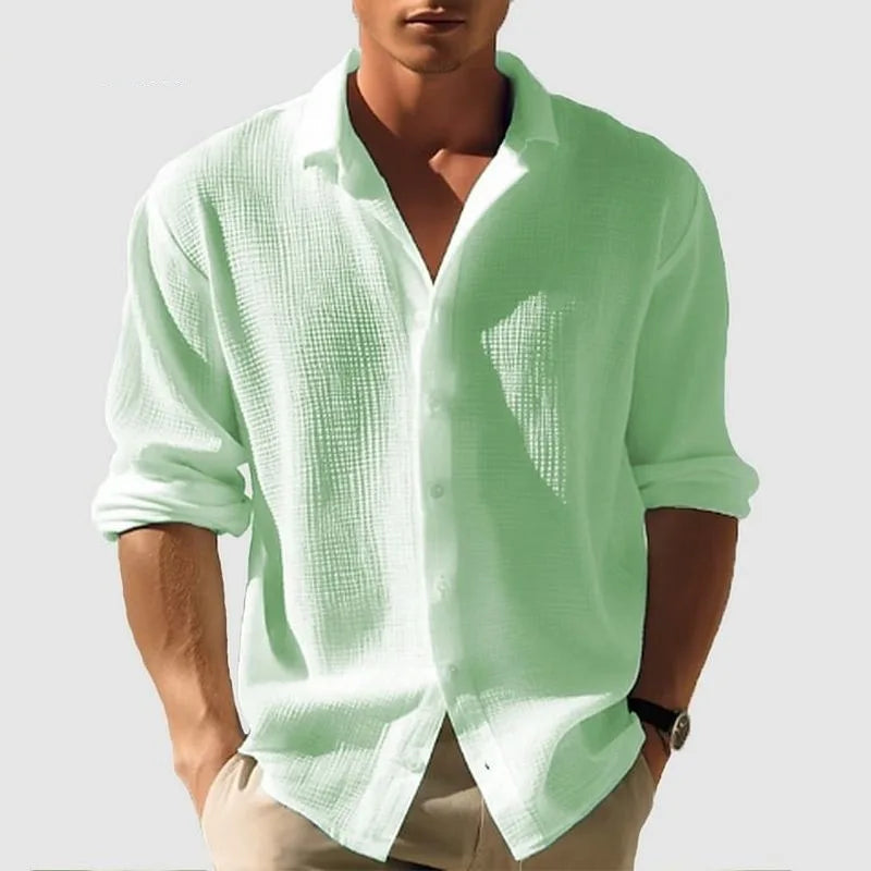 Men's Waffle Blouse – Relaxed Fit Long Sleeve Casual Top 6