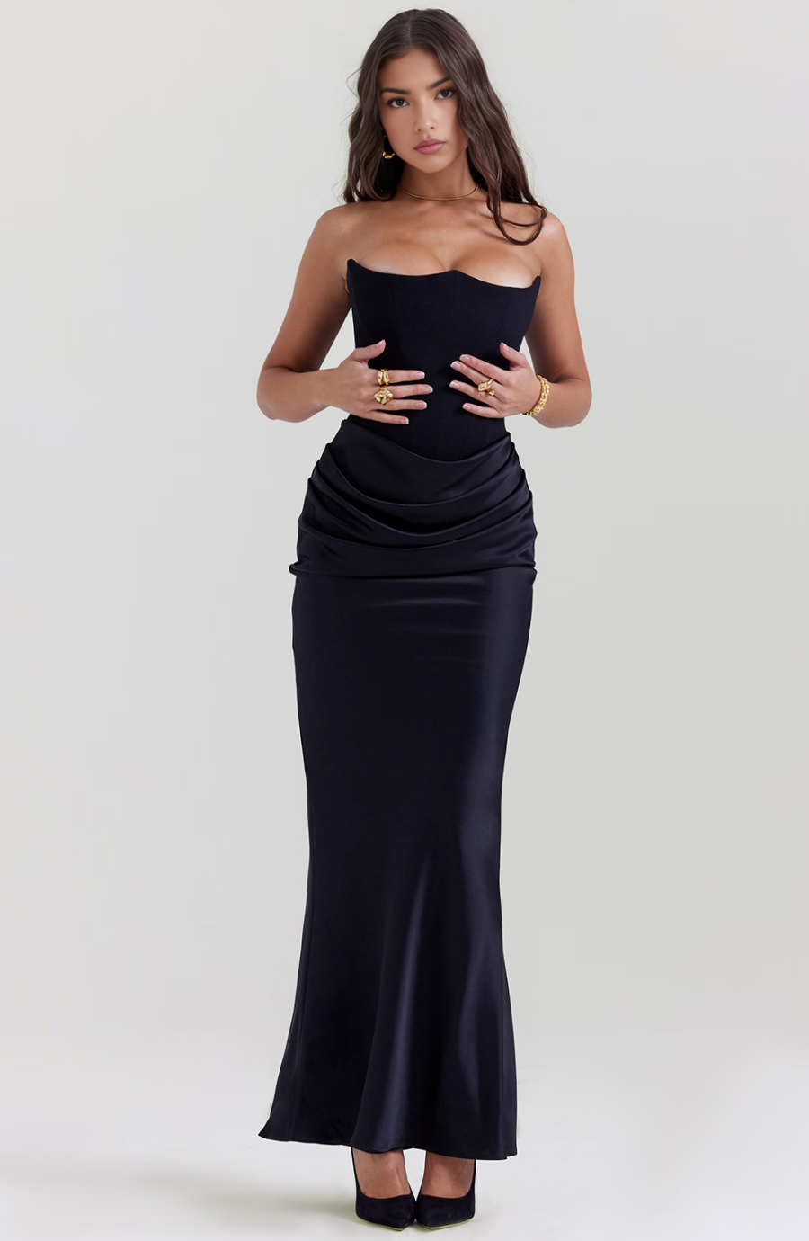 Mia Strapless Corset Maxi Dress 0