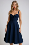 Midi Waist Navy Dress 0