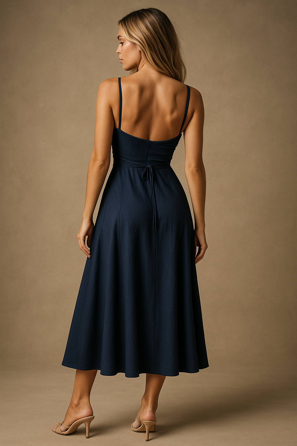 Midi Waist Navy Dress 1