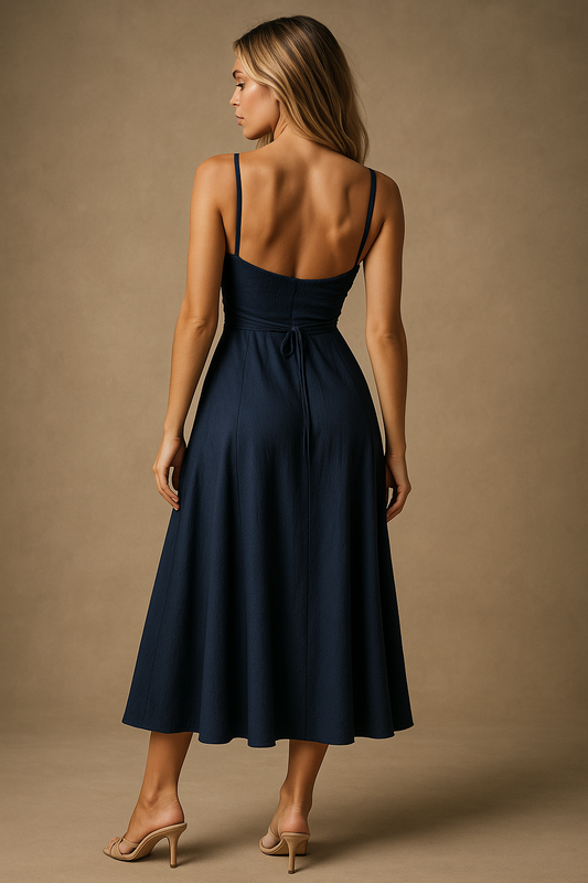 Midi Waist Navy Dress 1