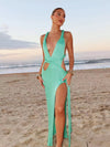 Mint Green Cable Knit Maxi Dress 0