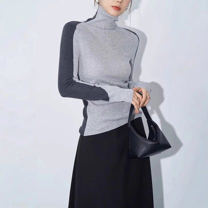 Mock Neck Contrast Sleeve Top 0