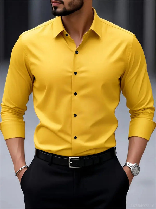 Modern Slim Fit Men's Dress Shirt – Wrinkle-Free Essential for Effortless Professional Style