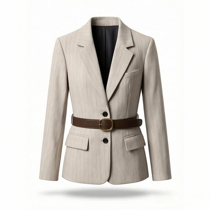Modern Woman Suit Jacket – Chic Loose Fit with Waist Belt for Office and Casual Wear 4