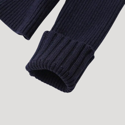 Navy Women's knit cardigan with denim trim 8
