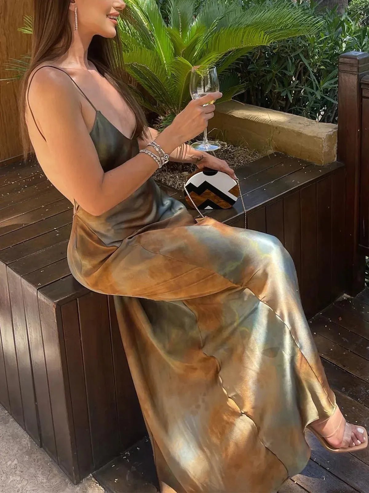 Neptune White Satin Maxi Dress 1