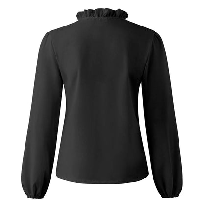 New European and American long sleeved ruffled shirt for women in spring and summer 1
