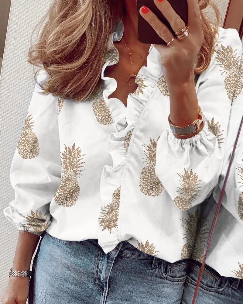 New European and American long sleeved ruffled shirt for women in spring and summer 6
