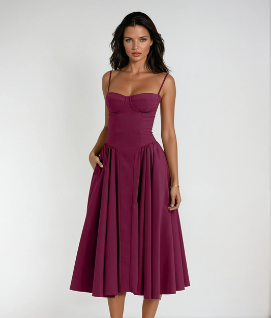 Odette Cute Corset Midi Dress 0