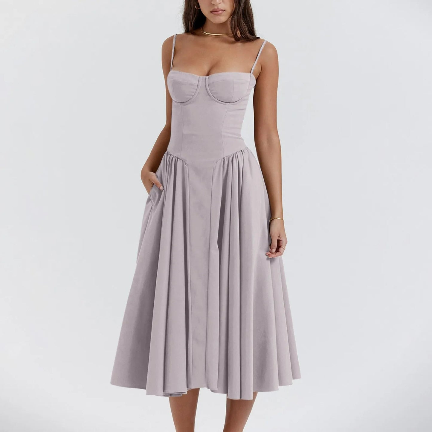 Odette Cute Corset Midi Dress 3