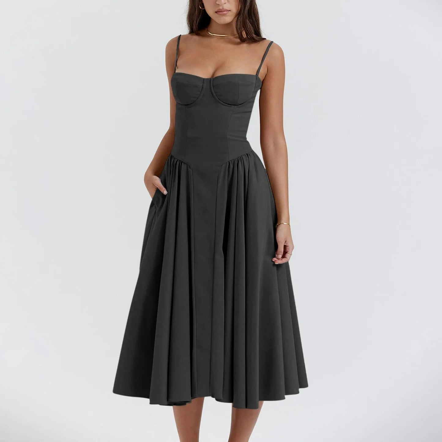 Odette Cute Corset Midi Dress 8
