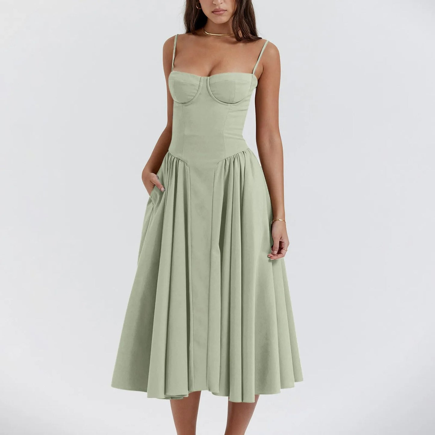 Odette Cute Corset Midi Dress 9