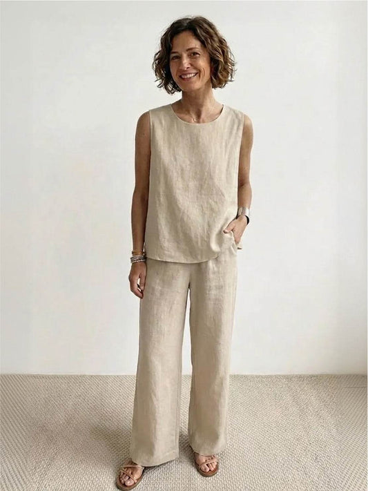 Olivia | Women's Sleeveless Tank Top and Wide-Leg Pants Set 1