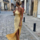 Open Back Satin Maxi Dress 0