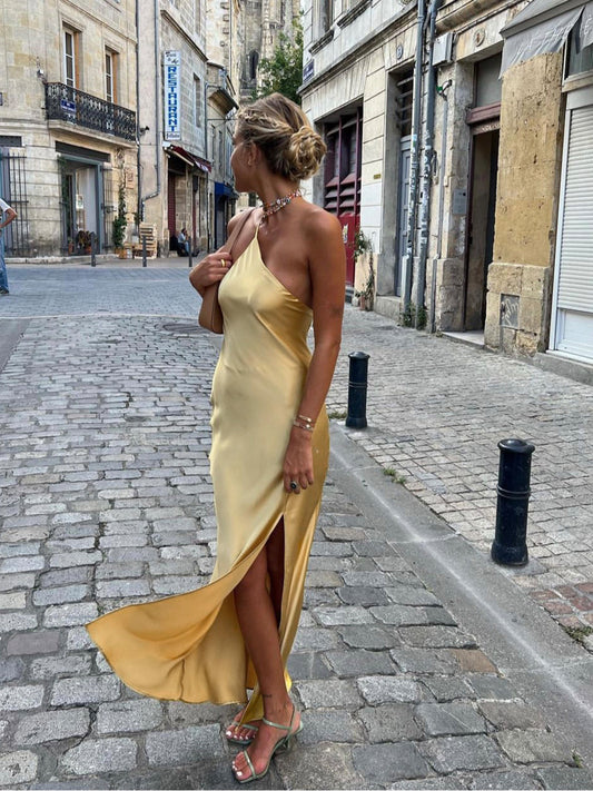 Open Back Satin Maxi Dress 0