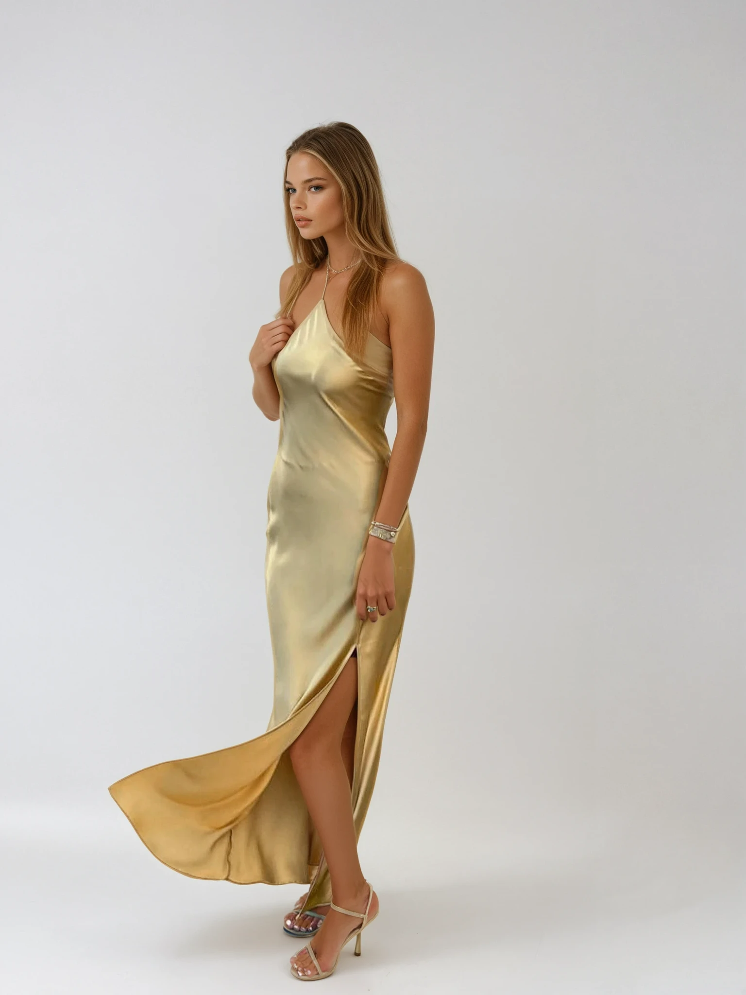 Open Back Satin Maxi Dress 1