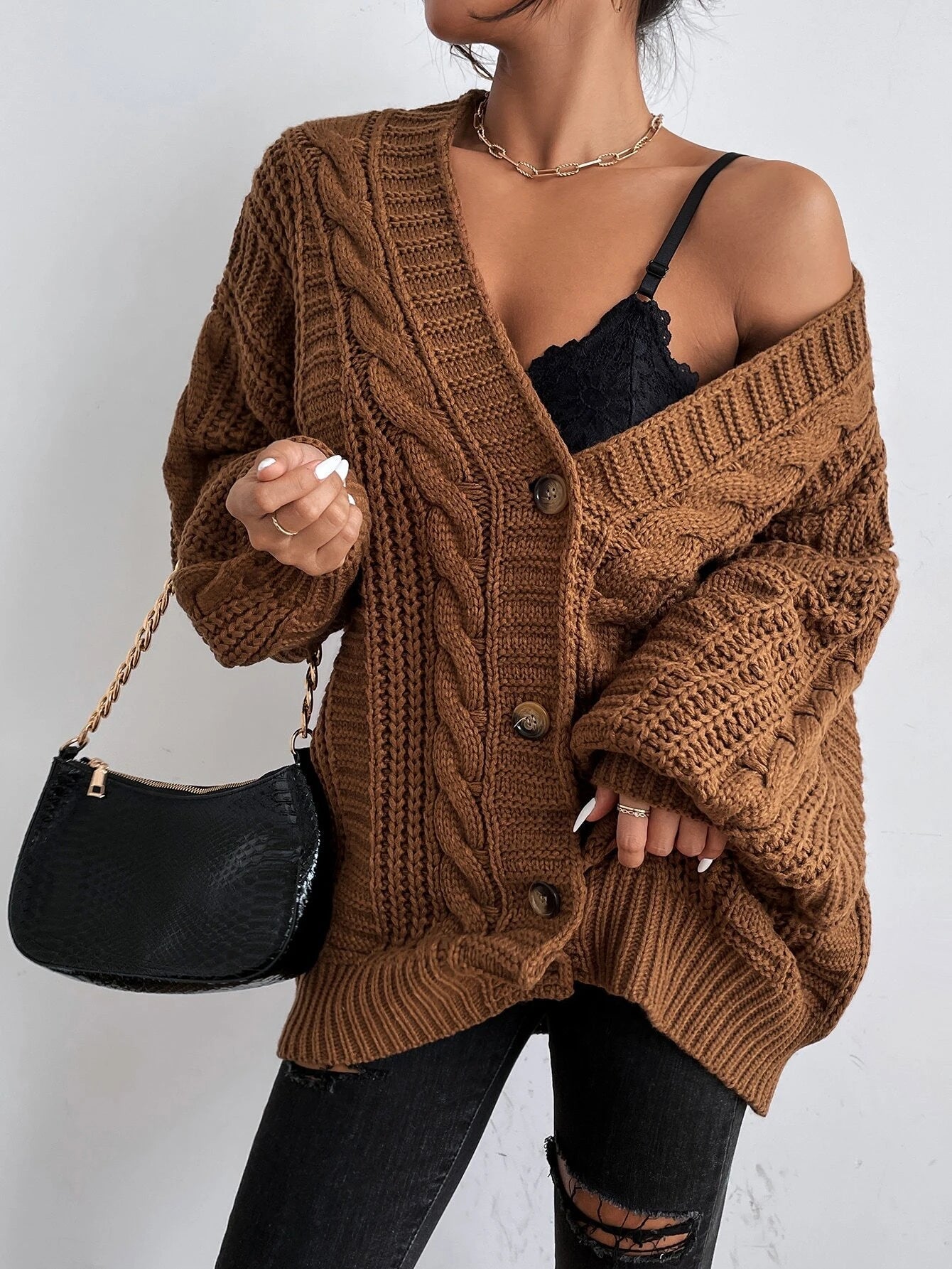 Oversized Cable Knit Cardigan 3
