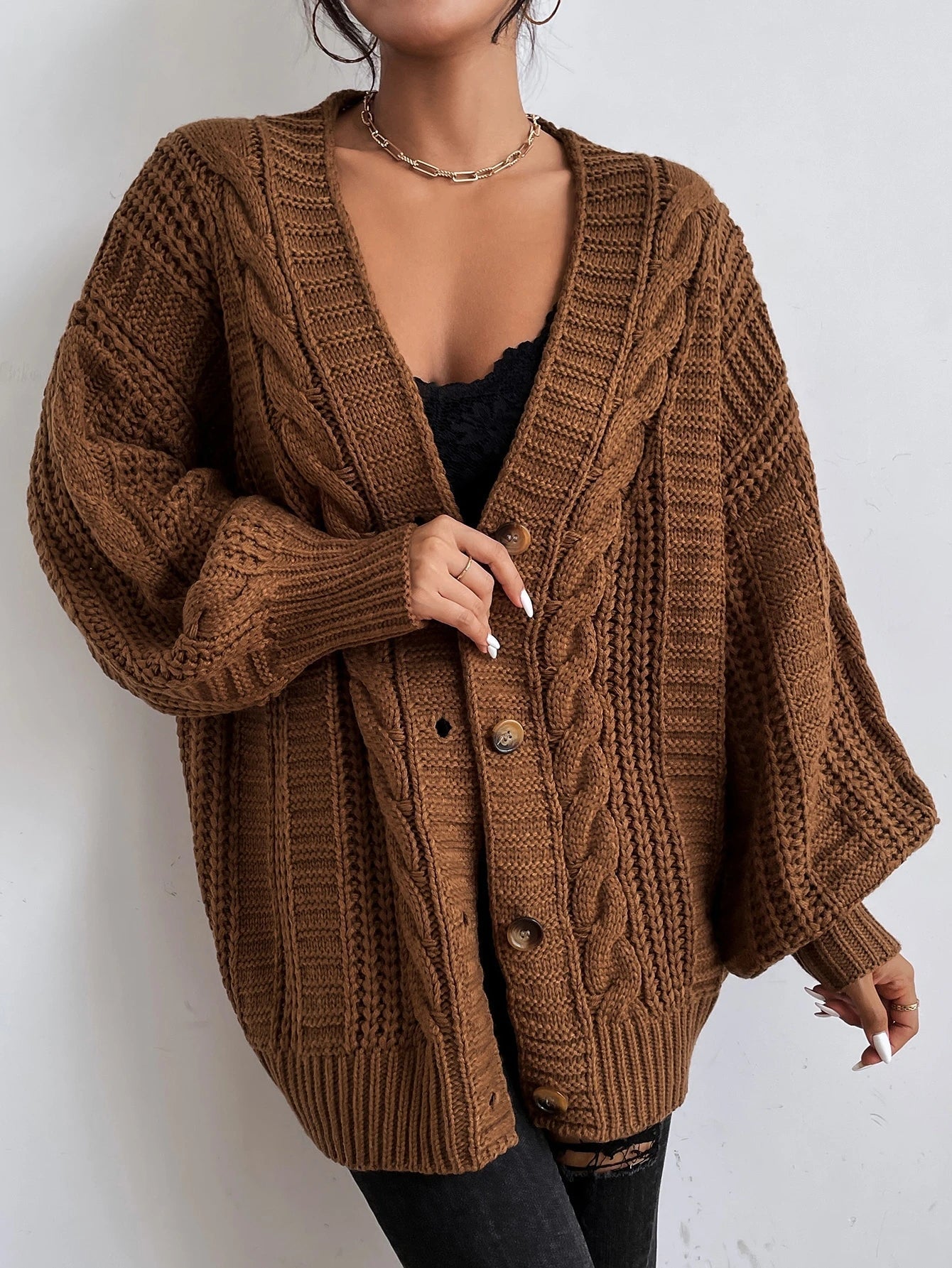 Oversized Cable Knit Cardigan 4