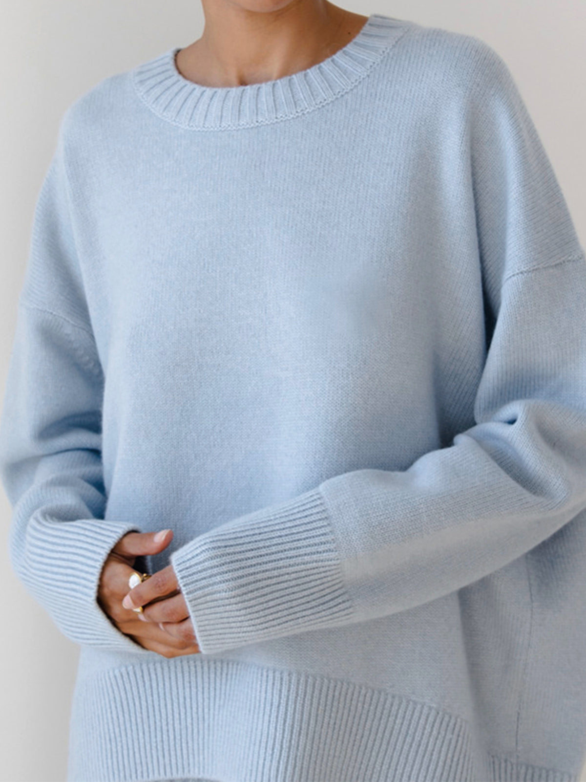 Oversized Crewneck Knit Sweater 0