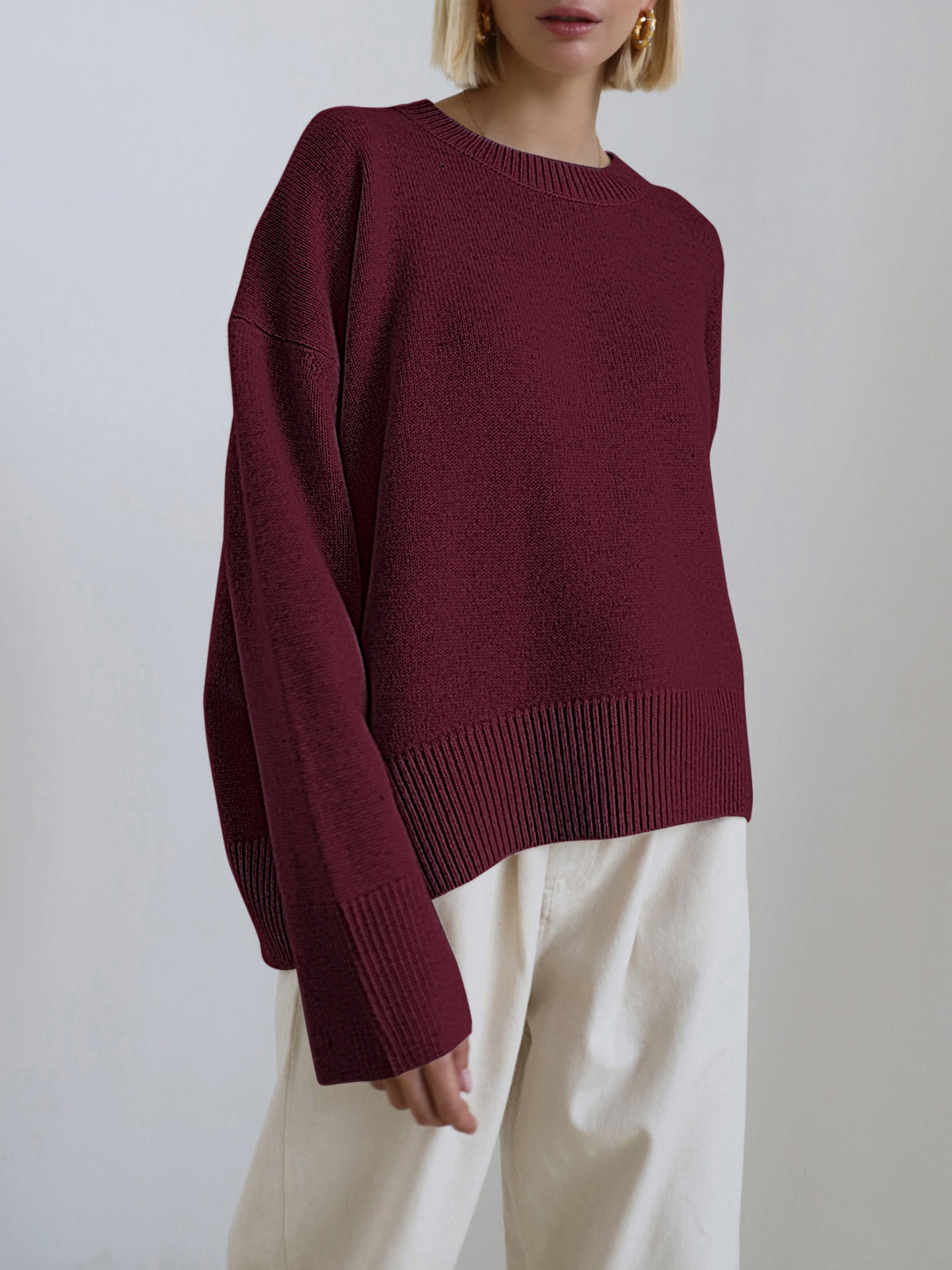 Oversized Crewneck Knit Sweater 10