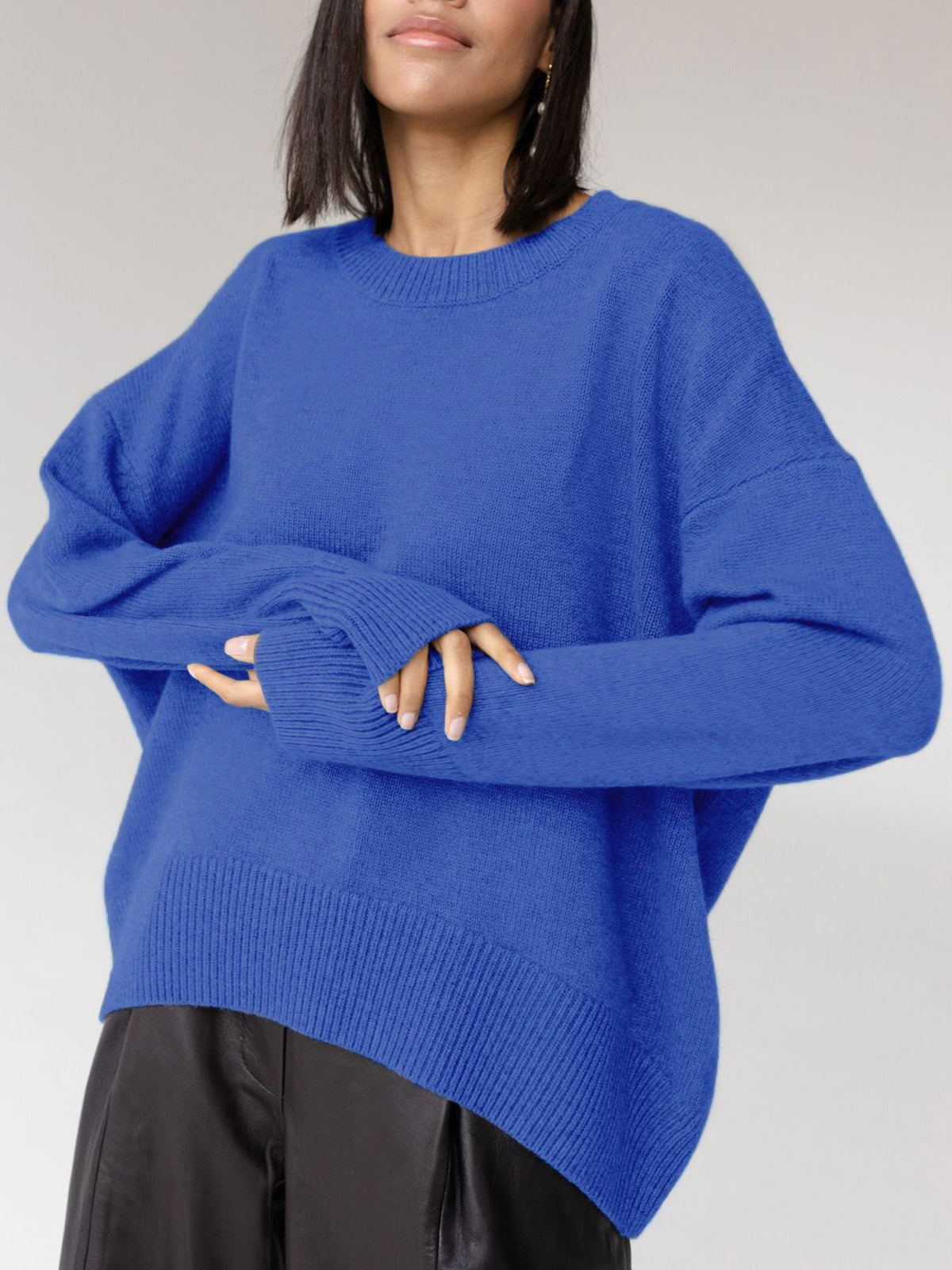 Oversized Crewneck Knit Sweater 11