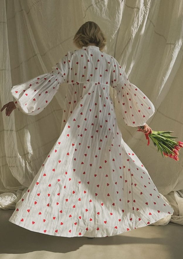 Oversized Hearts Embroidered Shirt Dress 4