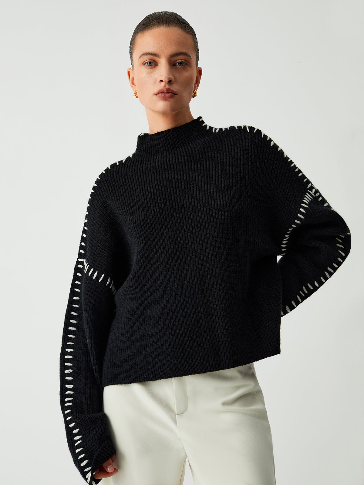 Oversized Mock Neck Sweater 0
