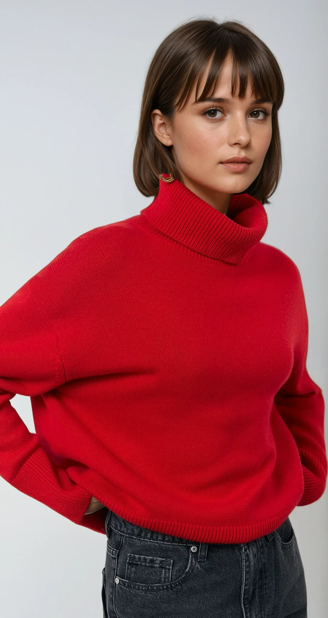 Oversized Red Turtleneck Knit Sweater 1