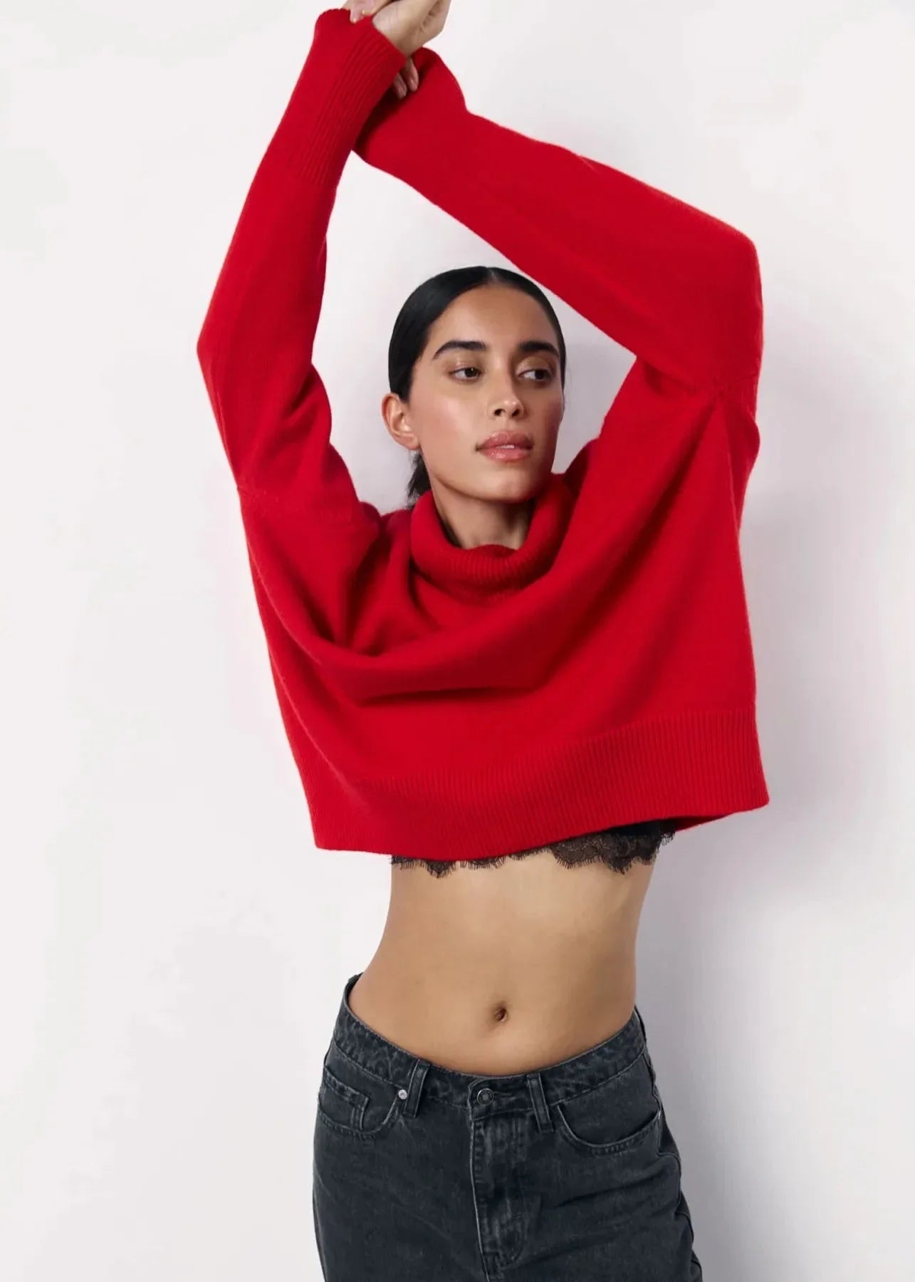 Oversized Red Turtleneck Knit Sweater 7