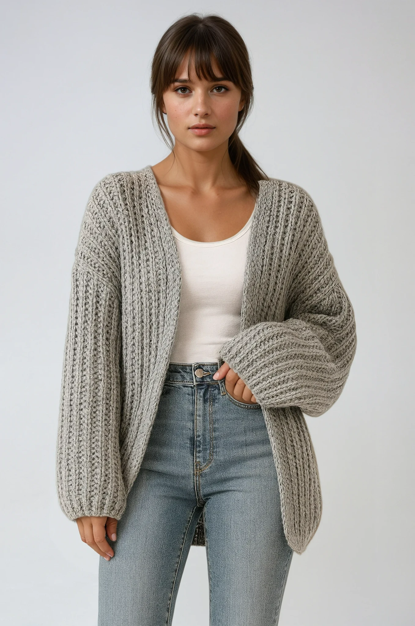 Oversized Sleeve Knit Cardigan 1