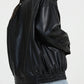 Oversized Women's Leather Bomber Jacket with Zip 1