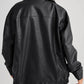 Oversized Women's Leather Bomber Jacket with Zip 2