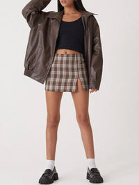 Oversized Women's Leather Bomber Jacket with Zip 4