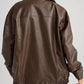 Oversized Women's Leather Bomber Jacket with Zip 7