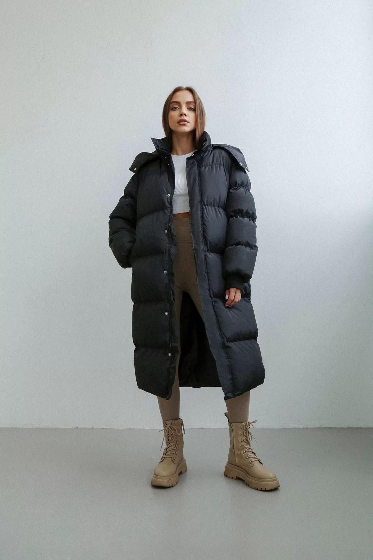 Oversized Women's Quilted Puffer Trench Coat For Women 1