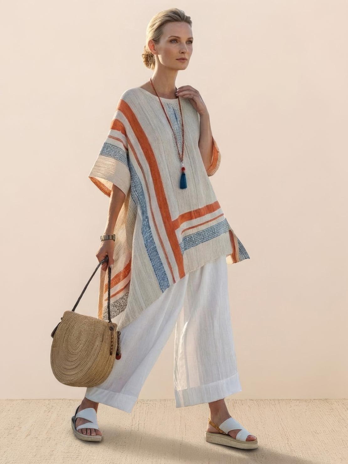 Paloma | Women's Casual Striped Wide-Leg Pants and Tee Two-Piece Set 11