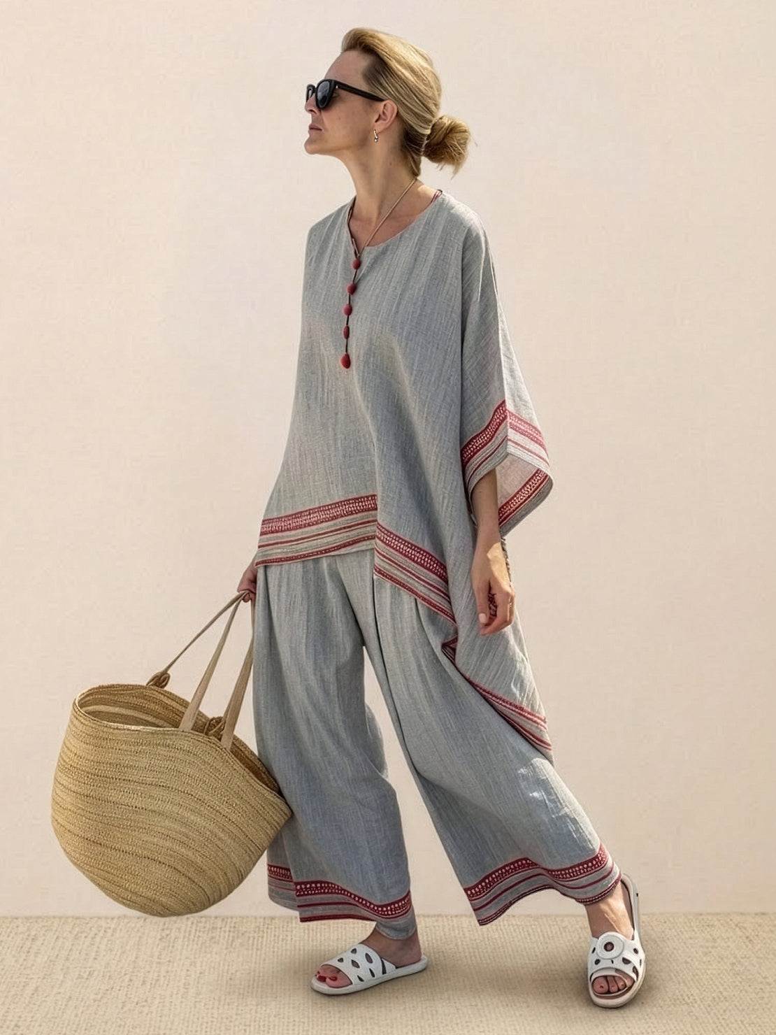 Paloma | Women's Casual Striped Wide-Leg Pants and Tee Two-Piece Set 5