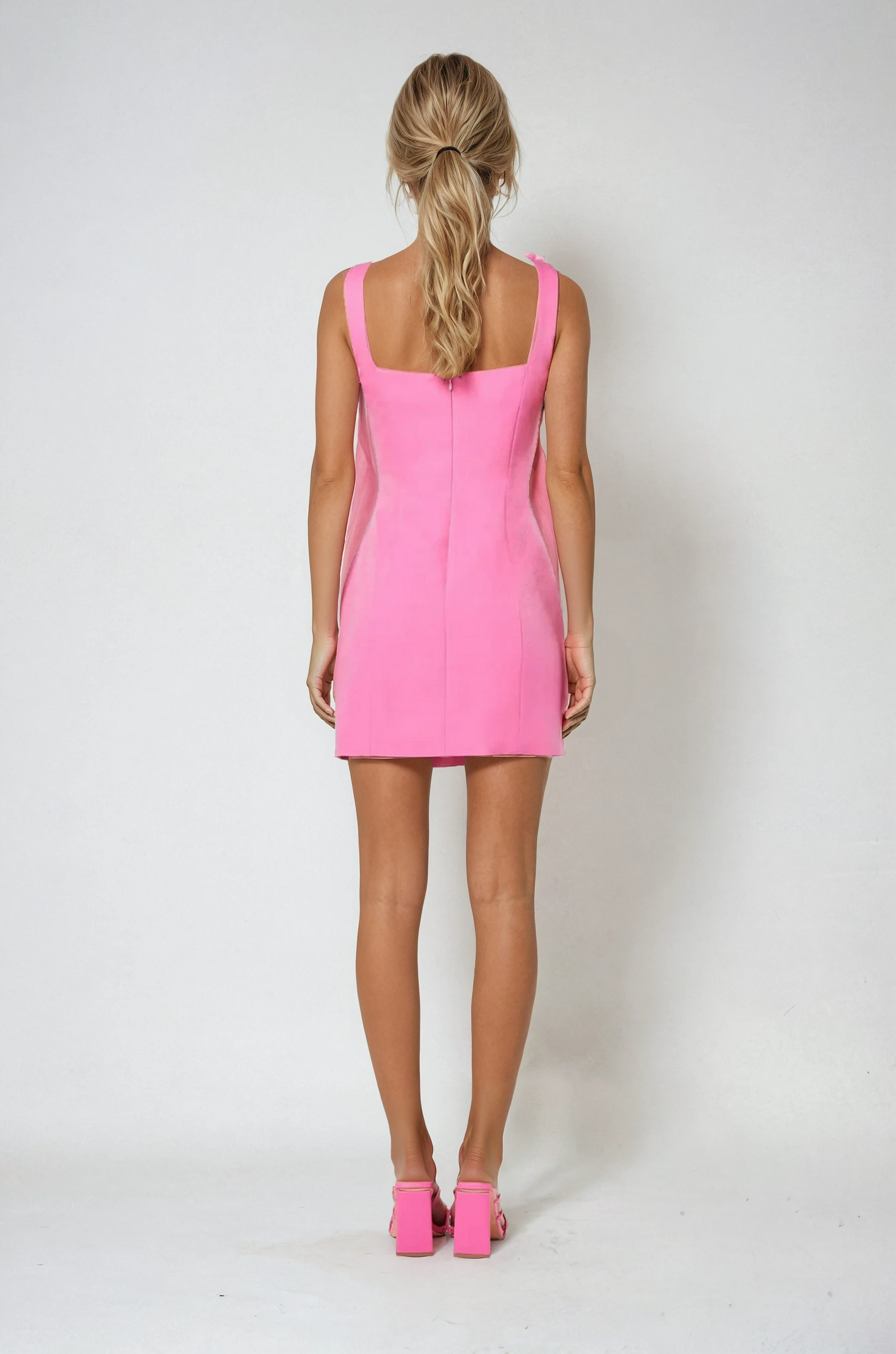 Pink Floral Appliqué Mini Dress 1