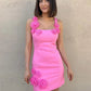 Pink Floral Appliqué Mini Dress 6
