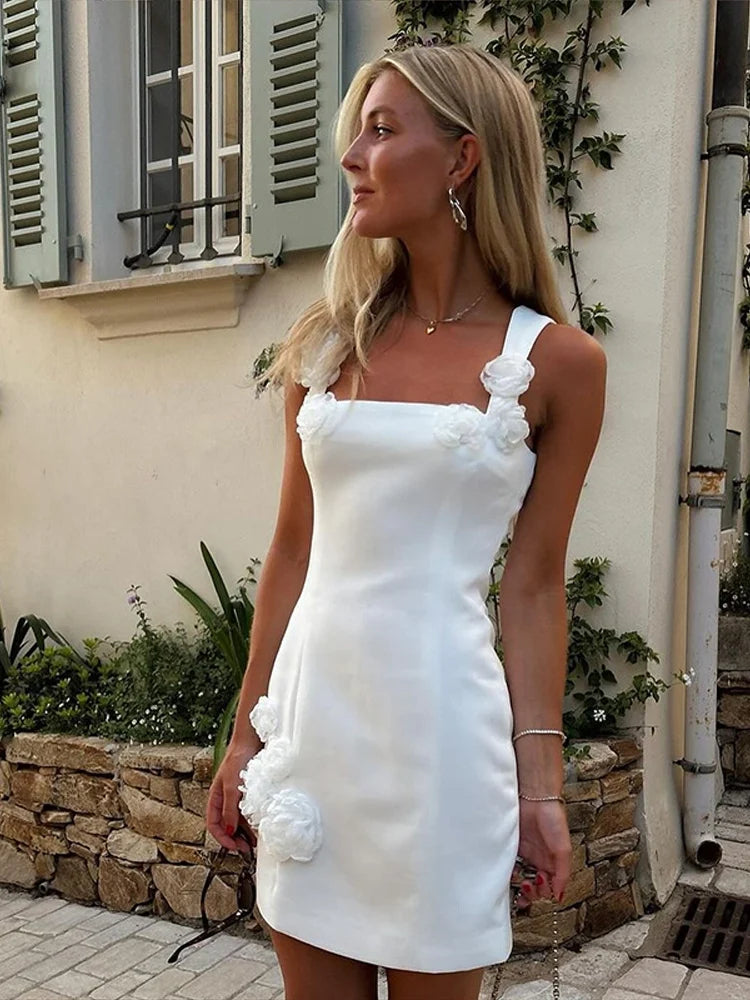 Pink Floral Appliqué Mini Dress 7