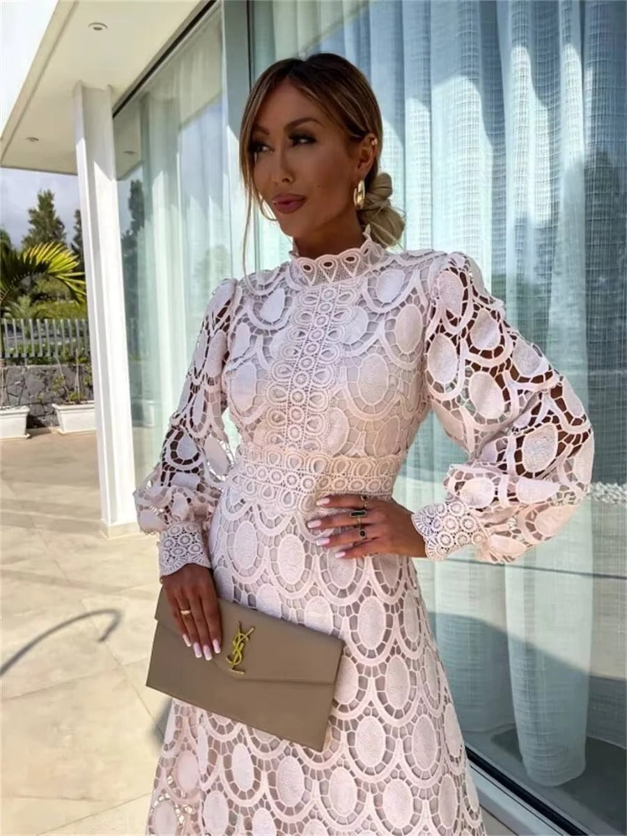 Pink Lace Maxi Dress 2