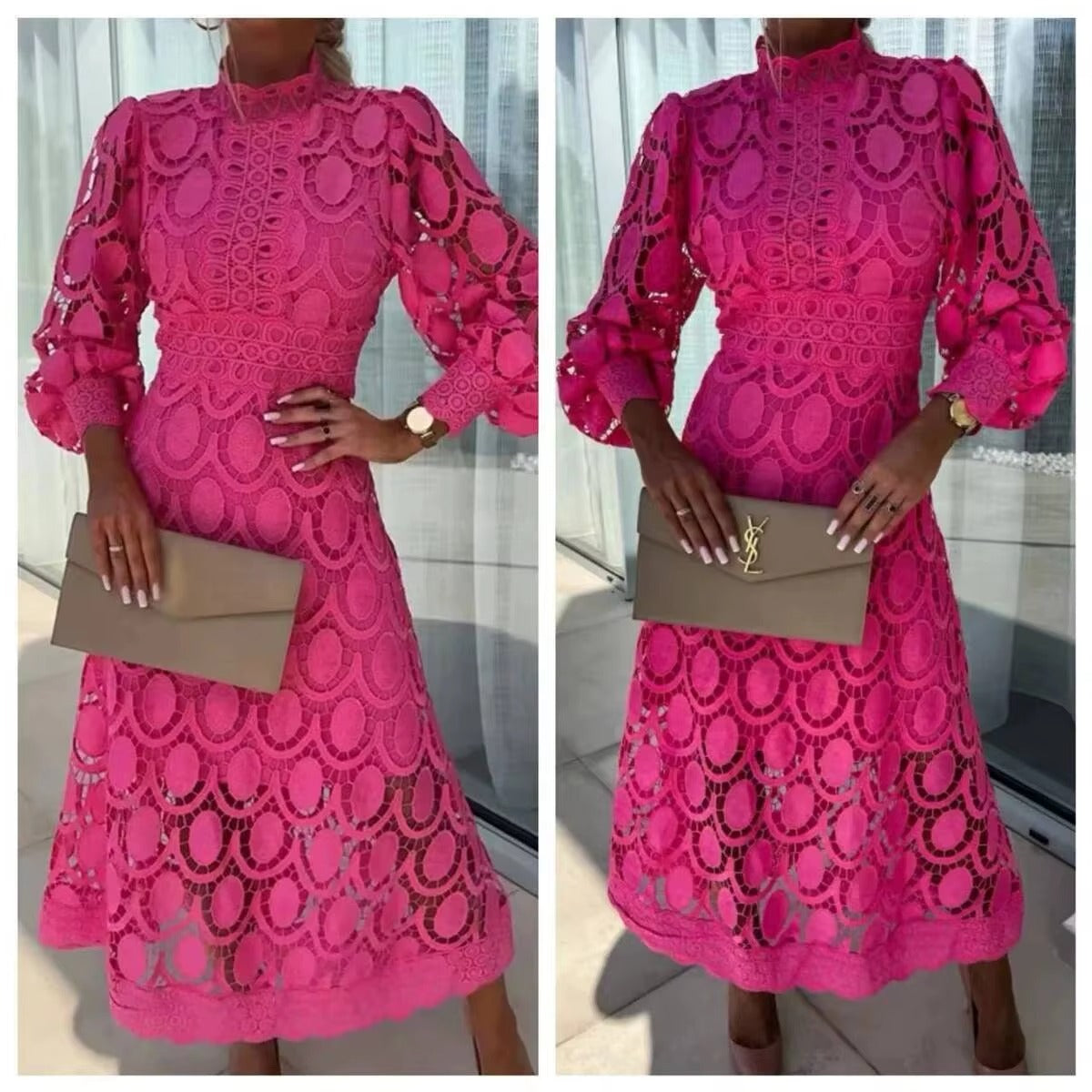 Pink Lace Maxi Dress 3