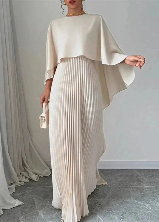 Pleated Batwing Sleeve Maxi Dress 0