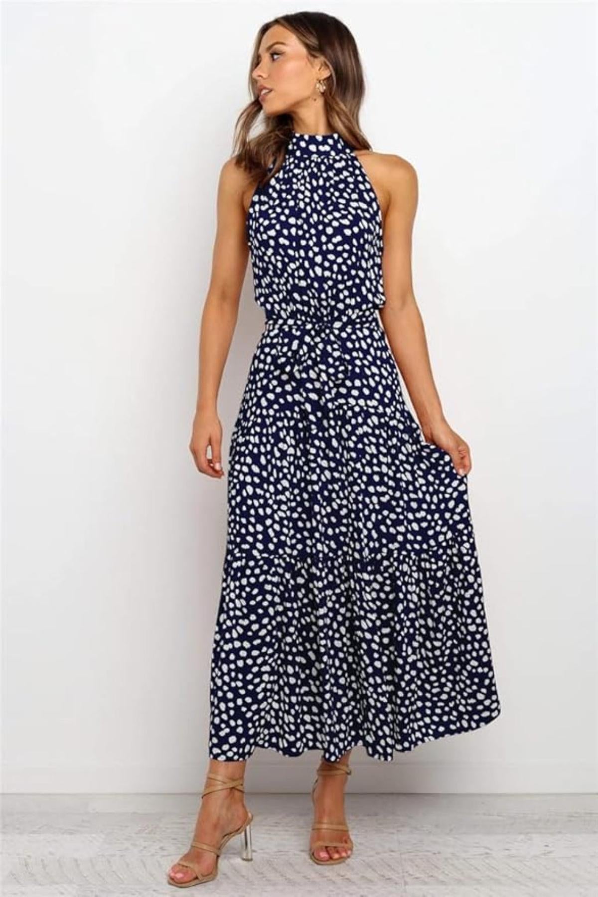 Polka Dot Halter Midi dress 0