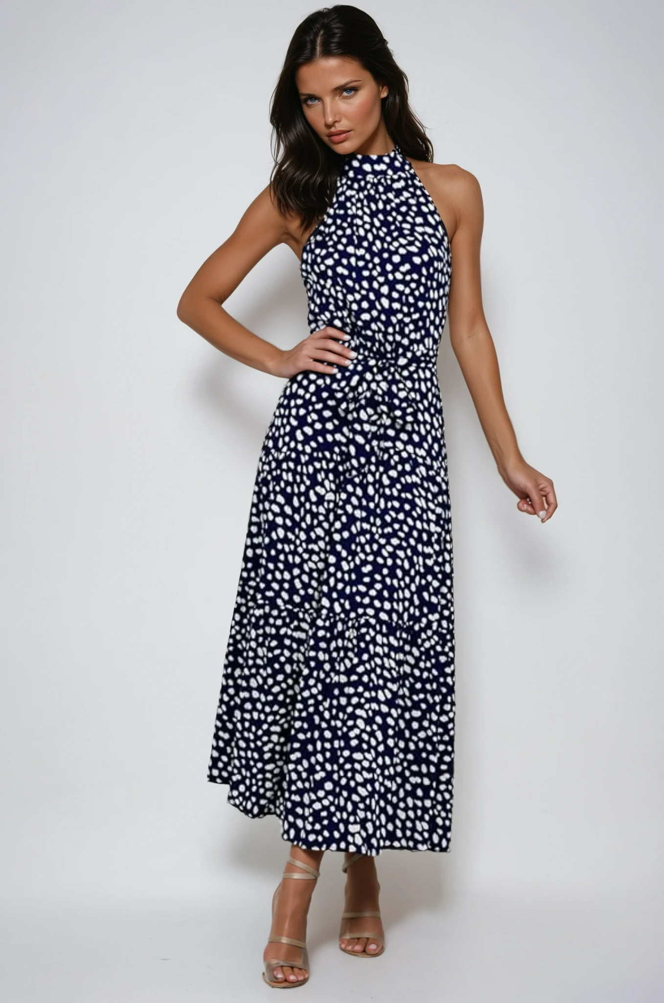 Polka Dot Halter Midi dress 1